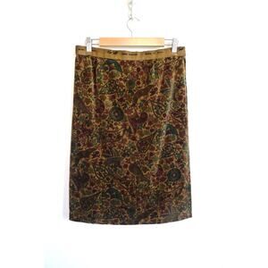 VINTAGE 80s YOSHINAGA Velvet Paisley Hand Printed Italy Kim Scott Skirt S